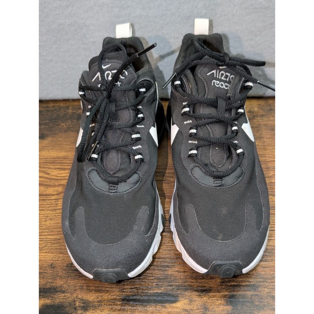 Nike Air Max 270 React Womens 7.5 Black White Running Shoes Sneakers AT6174-004 - Picture 3 of 9